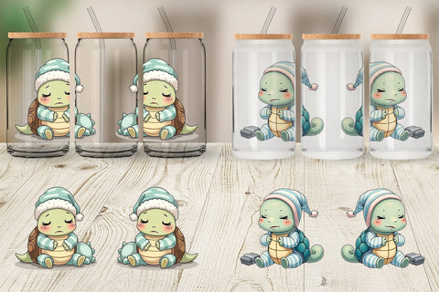 Glass Can Sleepy Turtle Sublimation artnoy 