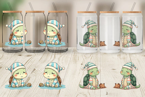 Glass Can Sleepy Turtle Sublimation artnoy 