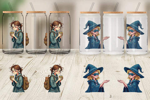 Glass Can Sleepy Witch Intern Sublimation artnoy 