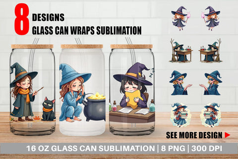 Glass Can Sleepy Witch Intern Sublimation artnoy 