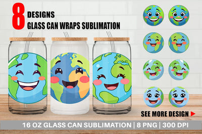 Glass Can Smiling Earth Sublimation artnoy 