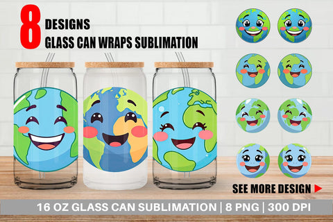 Glass Can Smiling Earth Sublimation artnoy 