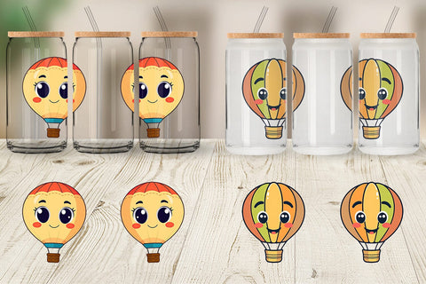 Glass Can Smiling Hot Air Balloon Sublimation artnoy 