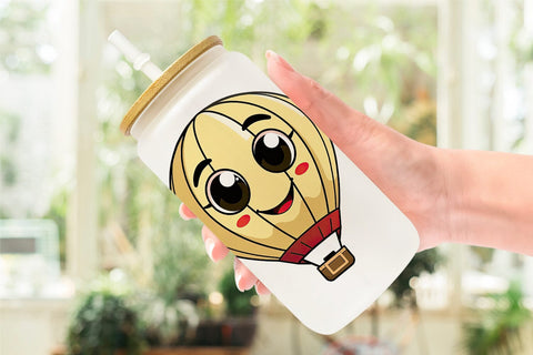 Glass Can Smiling Hot Air Balloon Sublimation artnoy 