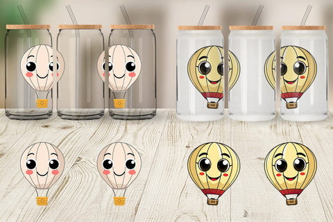 Glass Can Smiling Hot Air Balloon Sublimation artnoy 