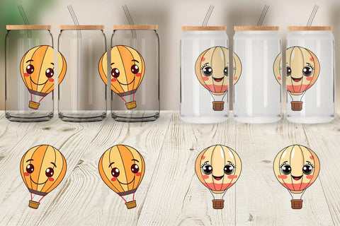 Glass Can Smiling Hot Air Balloon Sublimation artnoy 