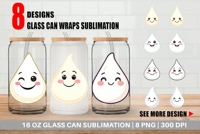Glass Can Smiling Milk Drop Sublimation artnoy 