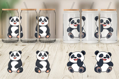 Glass Can Smiling Panda Sublimation artnoy 