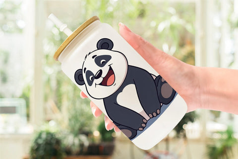 Glass Can Smiling Panda Sublimation artnoy 