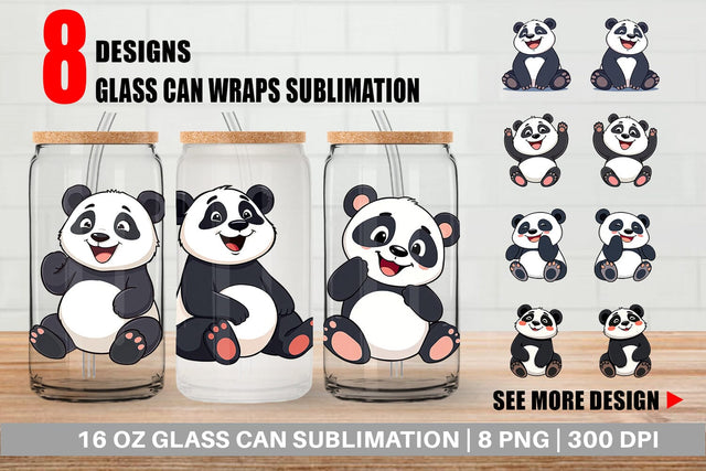 Glass Can Smiling Panda Sublimation artnoy 