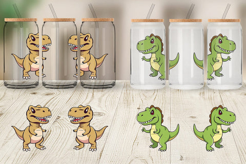 Glass Can Smiling T-Rex Sublimation artnoy 