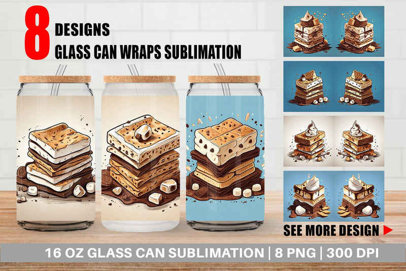 Glass Can S'mores Sublimation artnoy 