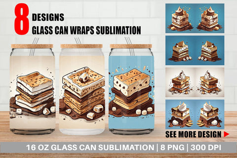 Glass Can S'mores Sublimation artnoy 