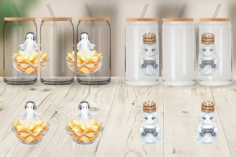 Glass Can Snack Time Gamer Ghost Sublimation artnoy 