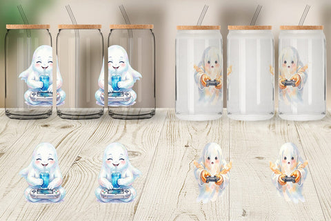 Glass Can Snack Time Gamer Ghost Sublimation artnoy 
