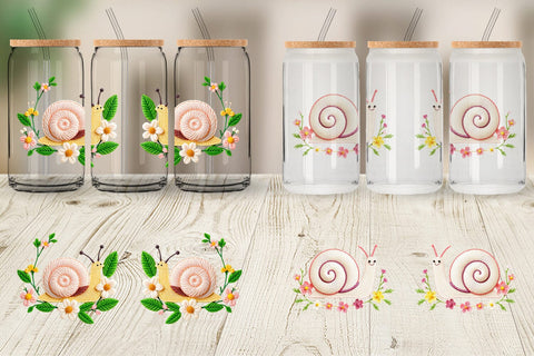 Glass Can Snail Embroidery Sublimation artnoy 