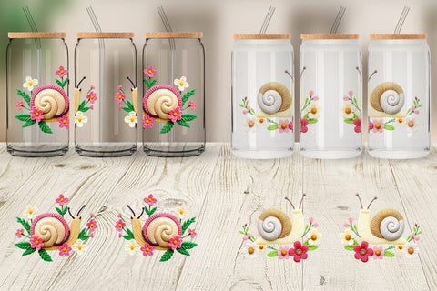 Glass Can Snail Embroidery Sublimation artnoy 