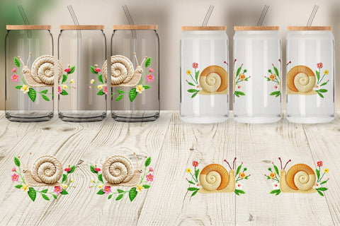 Glass Can Snail Embroidery Sublimation artnoy 