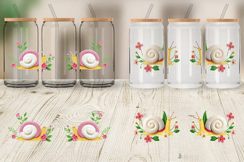 Glass Can Snail Embroidery Sublimation artnoy 