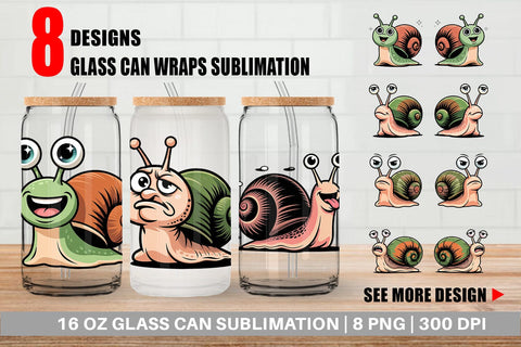 Glass Can Snail Mood Sublimation artnoy 