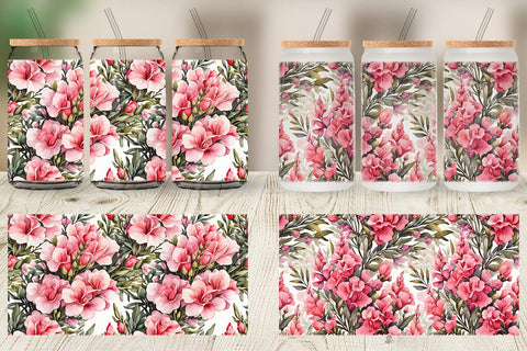 Glass Can Snapdragon Pattern Sublimation artnoy 