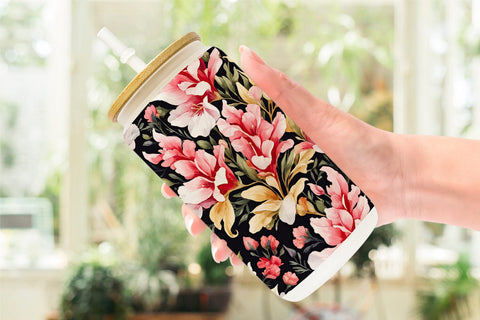 Glass Can Snapdragon Pattern Sublimation artnoy 