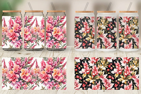 Glass Can Snapdragon Pattern Sublimation artnoy 