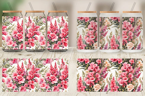 Glass Can Snapdragon Pattern Sublimation artnoy 