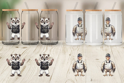 Glass Can Snarky Baseball Catcher Watercolor Sublimation artnoy 