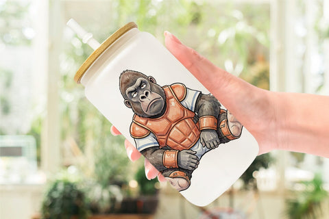 Glass Can Snarky Baseball Catcher Watercolor Sublimation artnoy 