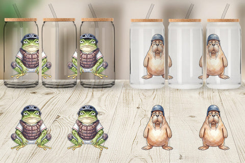 Glass Can Snarky Baseball Catcher Watercolor Sublimation artnoy 