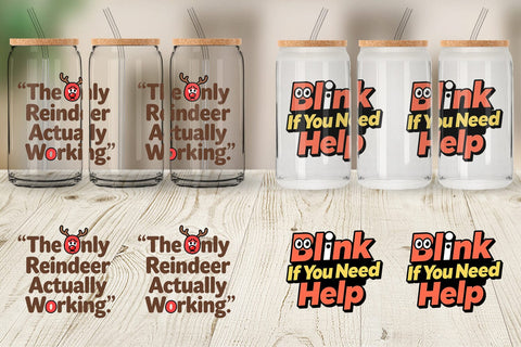Glass Can Snarky Reindeer Holiday Sublimation artnoy 