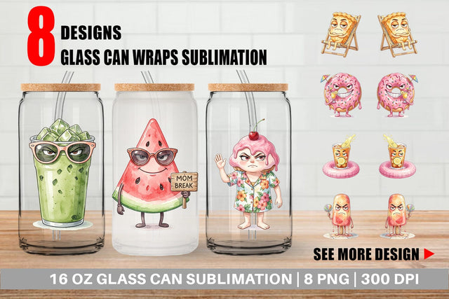 Glass Can Snarky Summer Treat Moods Sublimation artnoy 