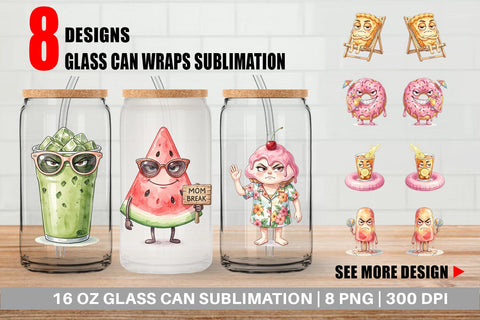 Glass Can Snarky Summer Treat Moods Sublimation artnoy 
