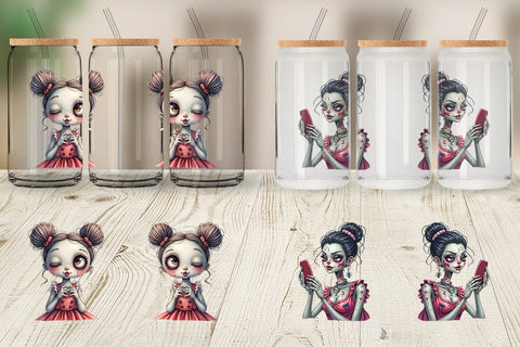 Glass Can Snarky Zombie Doll Sublimation artnoy 