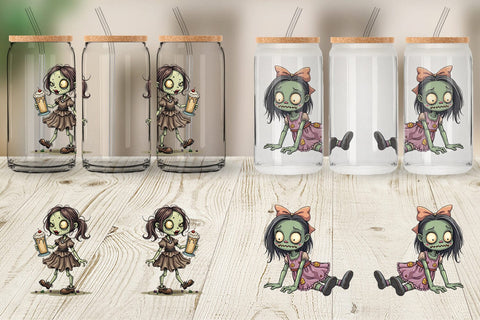 Glass Can Snarky Zombie Doll Sublimation artnoy 