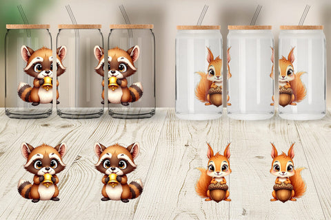 Glass Can Snow Buddies Watercolor Sublimation artnoy 