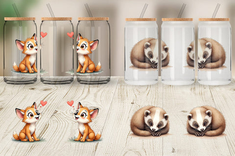 Glass Can Snow Buddies Watercolor Sublimation artnoy 