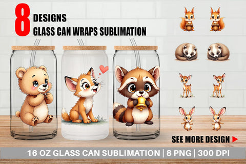 Glass Can Snow Buddies Watercolor Sublimation artnoy 