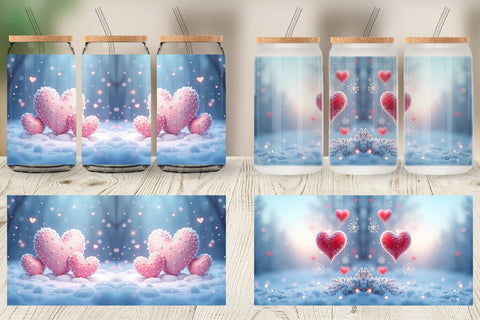 Glass Can Snow Hearts Sublimation artnoy 