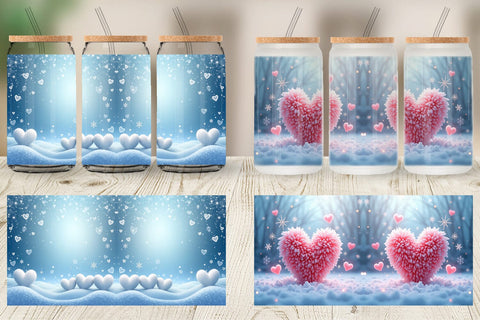 Glass Can Snow Hearts Sublimation artnoy 