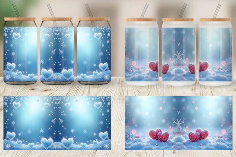 Glass Can Snow Hearts Sublimation artnoy 