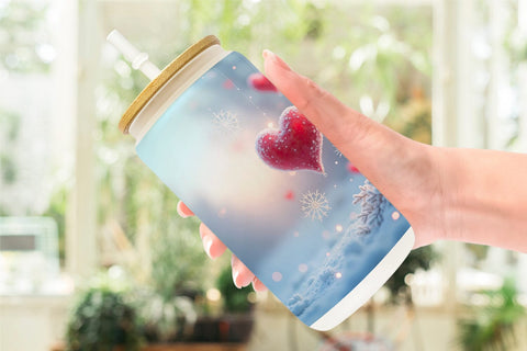 Glass Can Snow Hearts Sublimation artnoy 