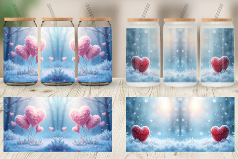 Glass Can Snow Hearts Sublimation artnoy 