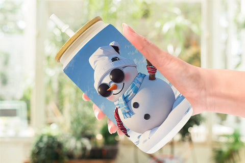 Glass Can Snowman Christmas Sublimation artnoy 