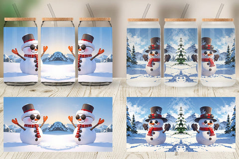 Glass Can Snowman Christmas Sublimation artnoy 