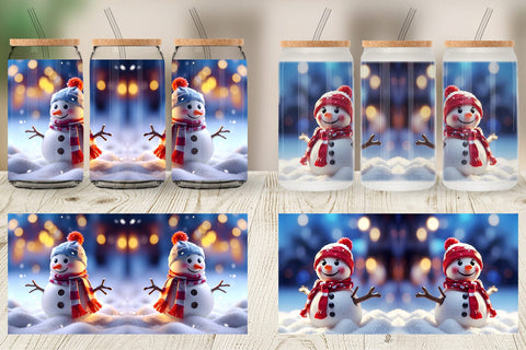 Glass Can Snowman Christmas Sublimation artnoy 