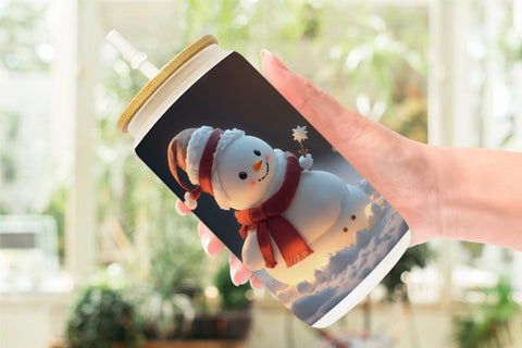 Glass Can Snowman Christmas SVG artnoy 