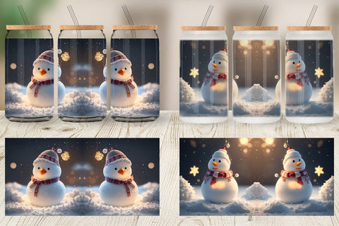 Glass Can Snowman Christmas SVG artnoy 