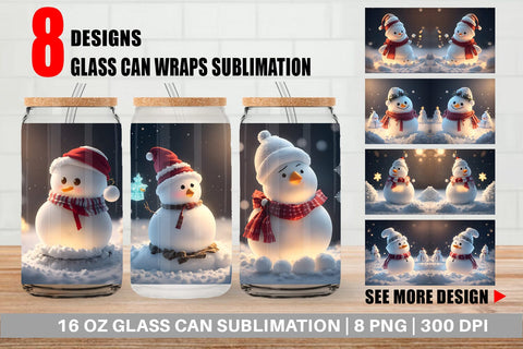 Glass Can Snowman Christmas SVG artnoy 